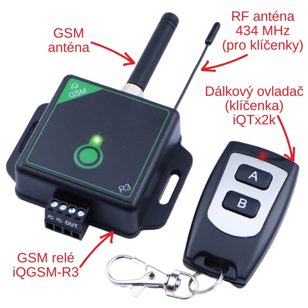 GSM klíč s integrovaným přijímačem dálkových ovladačů iQGSM-R3 10 uživ./10 DO